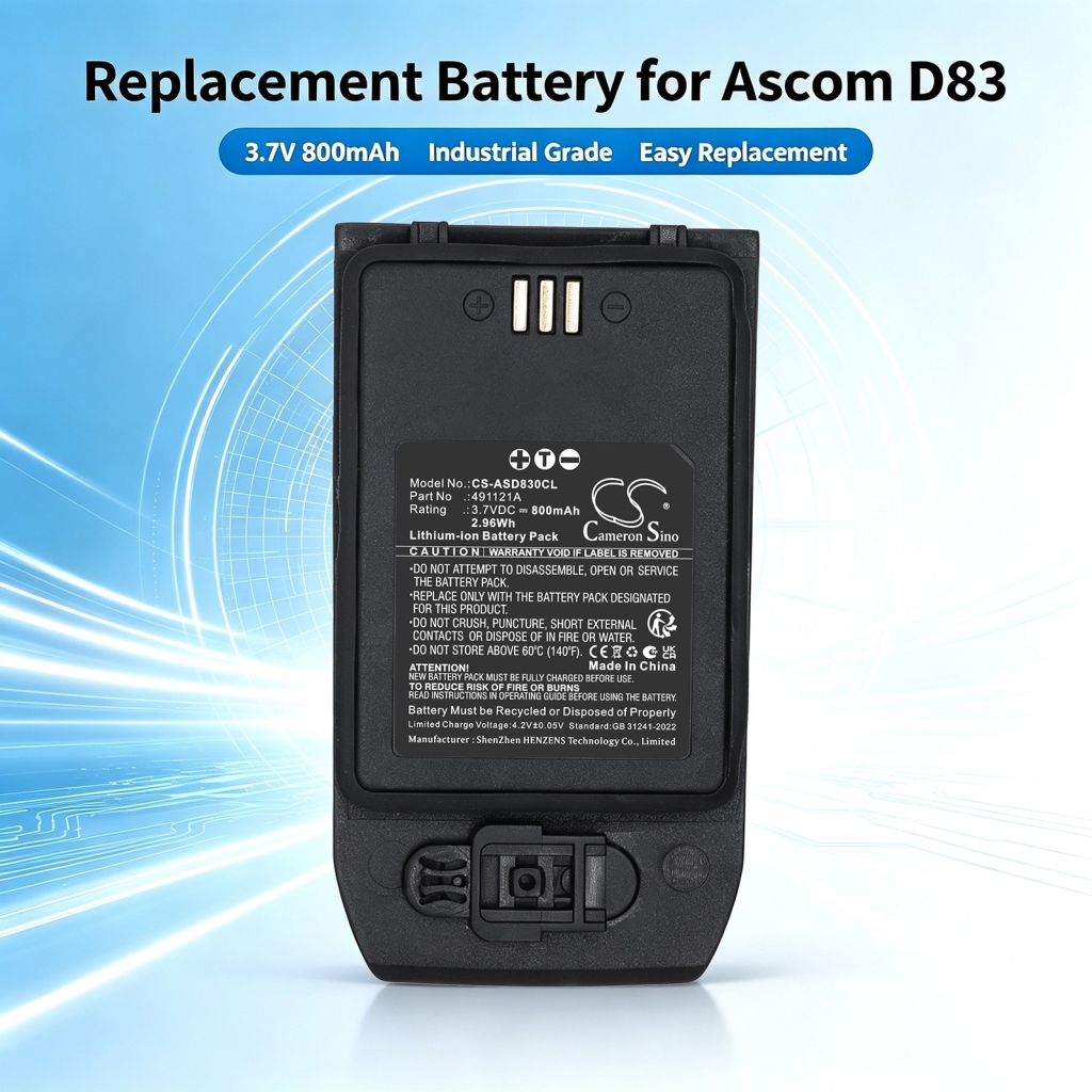Batteries compatible avec Ascom D83 D83 Messenger Talker CS-ASD830CL