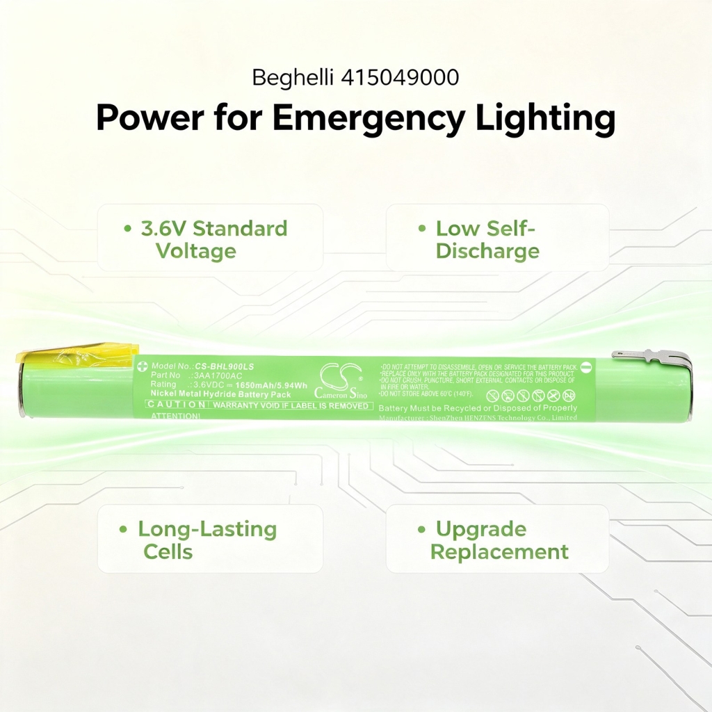 Batteries compatible avec Beghelli 415049000 415049000 CS-BHL900LS