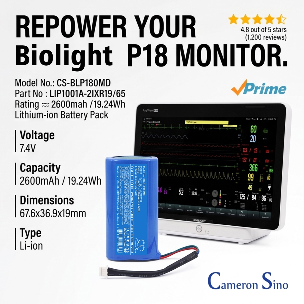 Batterie compatible avec Biolight CS-BLP180MD