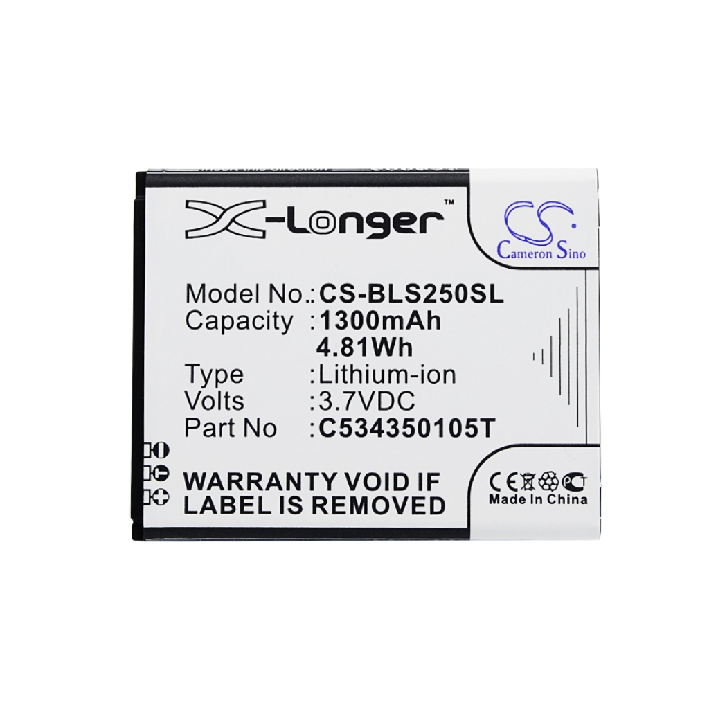 Batterie de téléphone Cameron Sino CS-BLS250SL – étiquette avant avec spécifications
