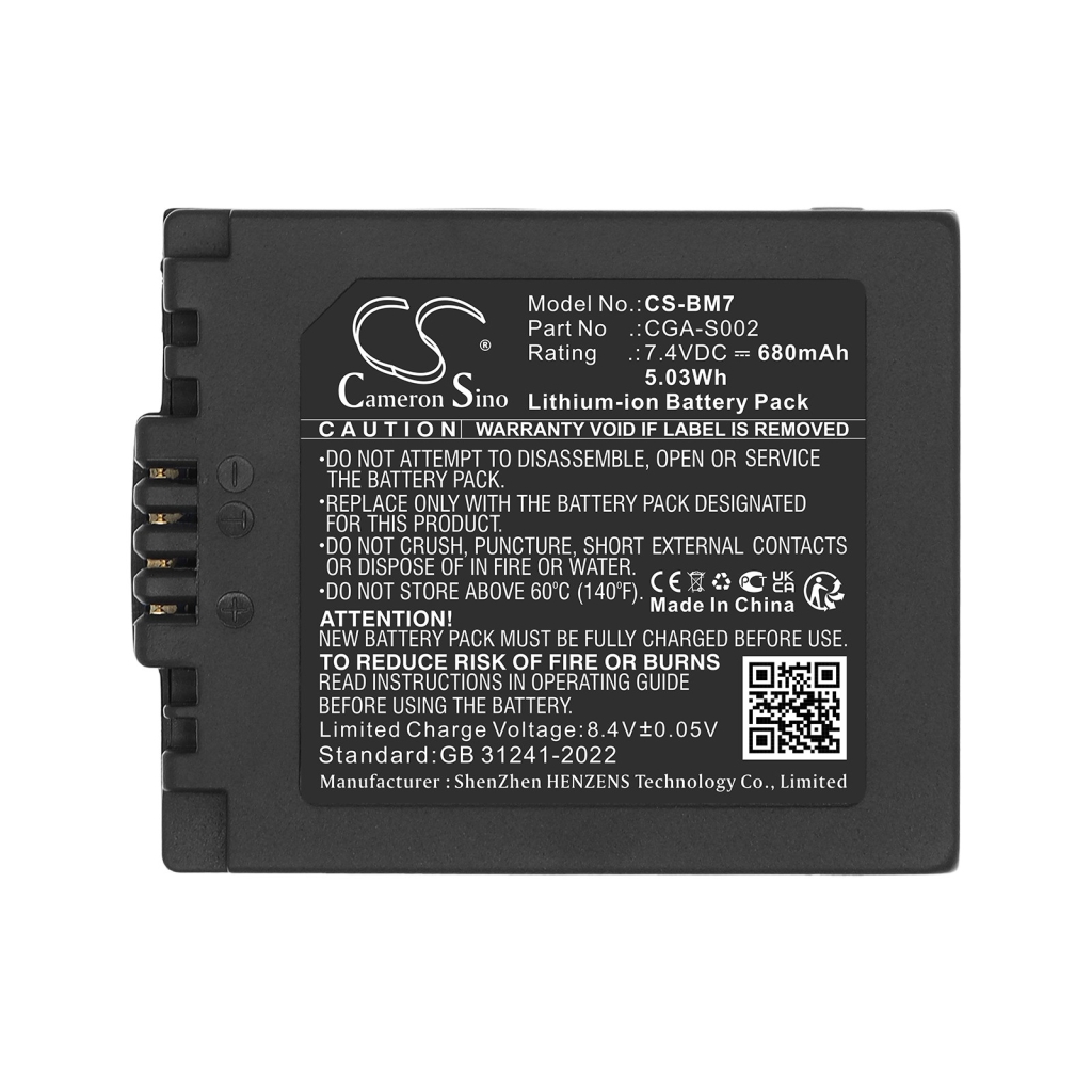 Batteries compatible avec Panasonic DMC-FZ10 DMC-FZ10 CS-BM7