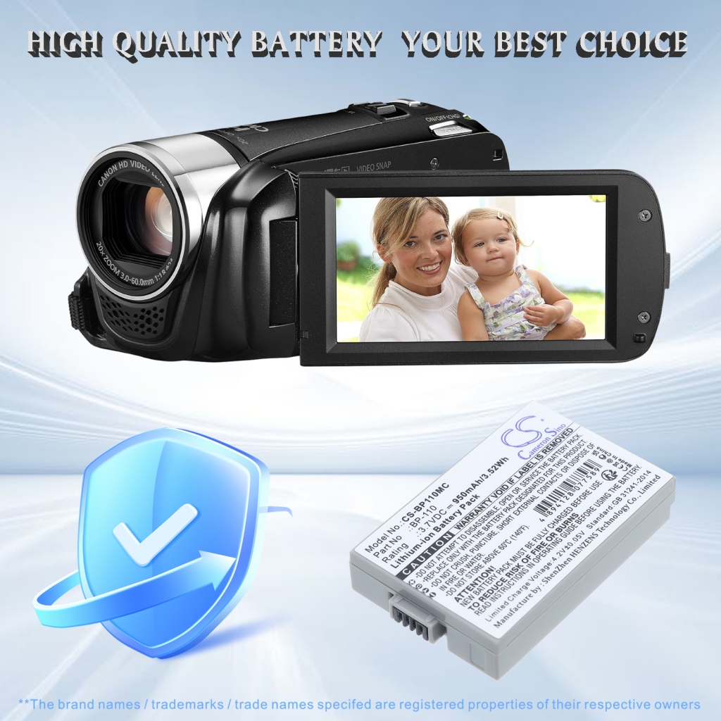Battery compatible with Canon CS-BP110MC