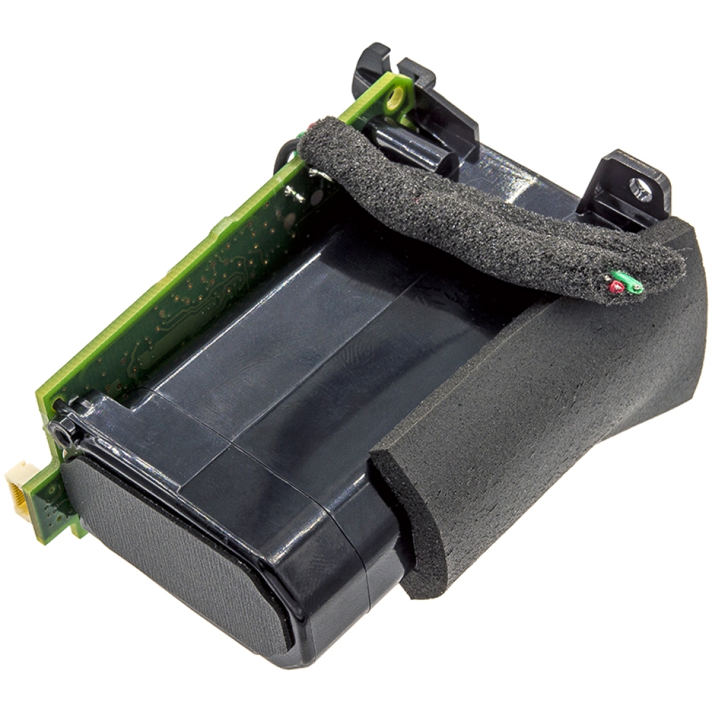 bloc-batterie dans le support avec PCB et rembourrage en mousse, vue du dessus