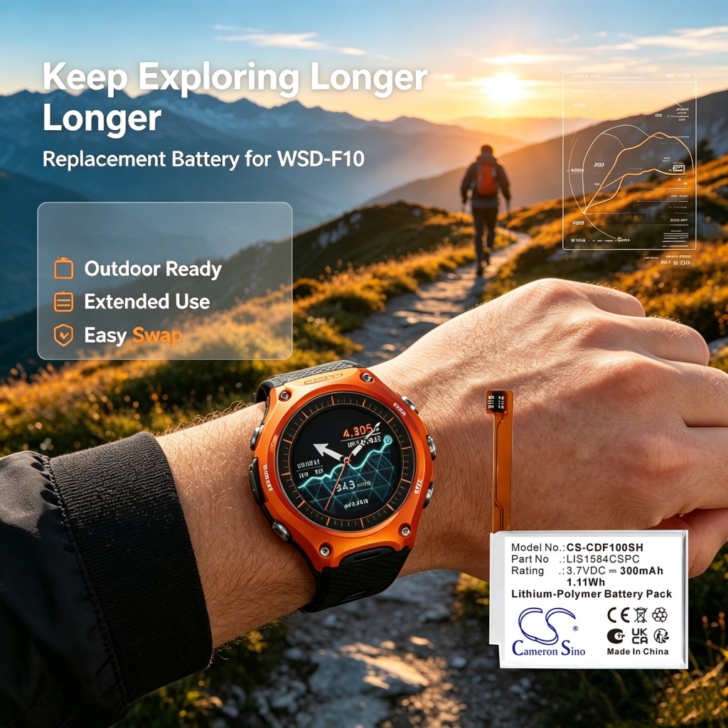 Batteries compatible avec Casio Smart Outdoor Watch CS-CDF100SH