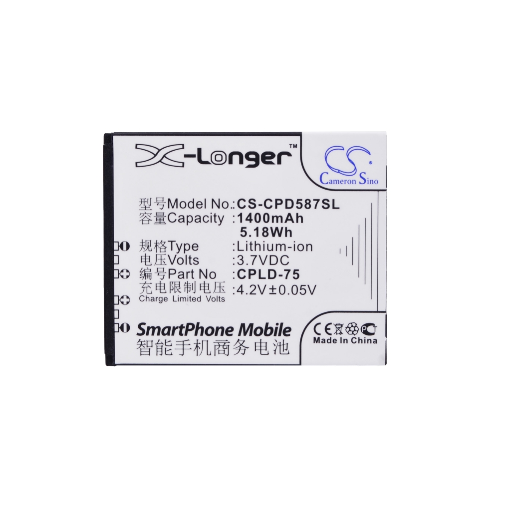 Étiquette avant Cameron Sino CS-CPD587SL 1400mAh 3,7V , vue à plat
