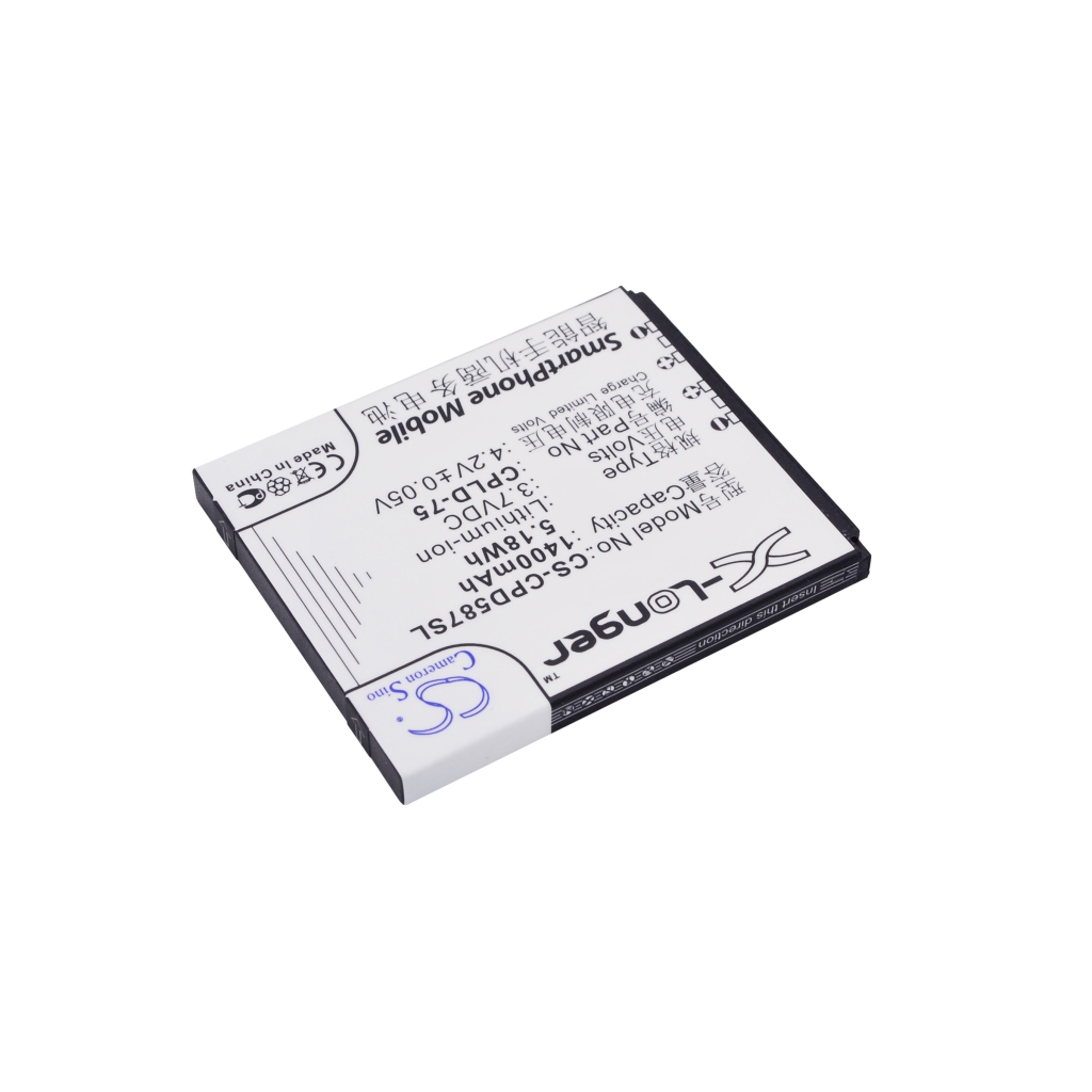 CS-CPD587SL vue latérale inclinée de l'étiquette CPLD-75 1400mAh