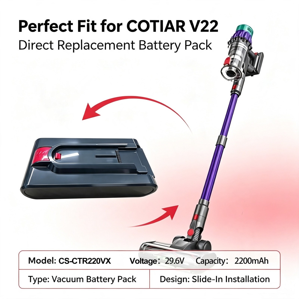 Batteries compatible avec COTIAR V22 V22 650W Cordless Vacuum Cleaner 55kPa Suction Power Brushless Vacuum CS-CTR220VX