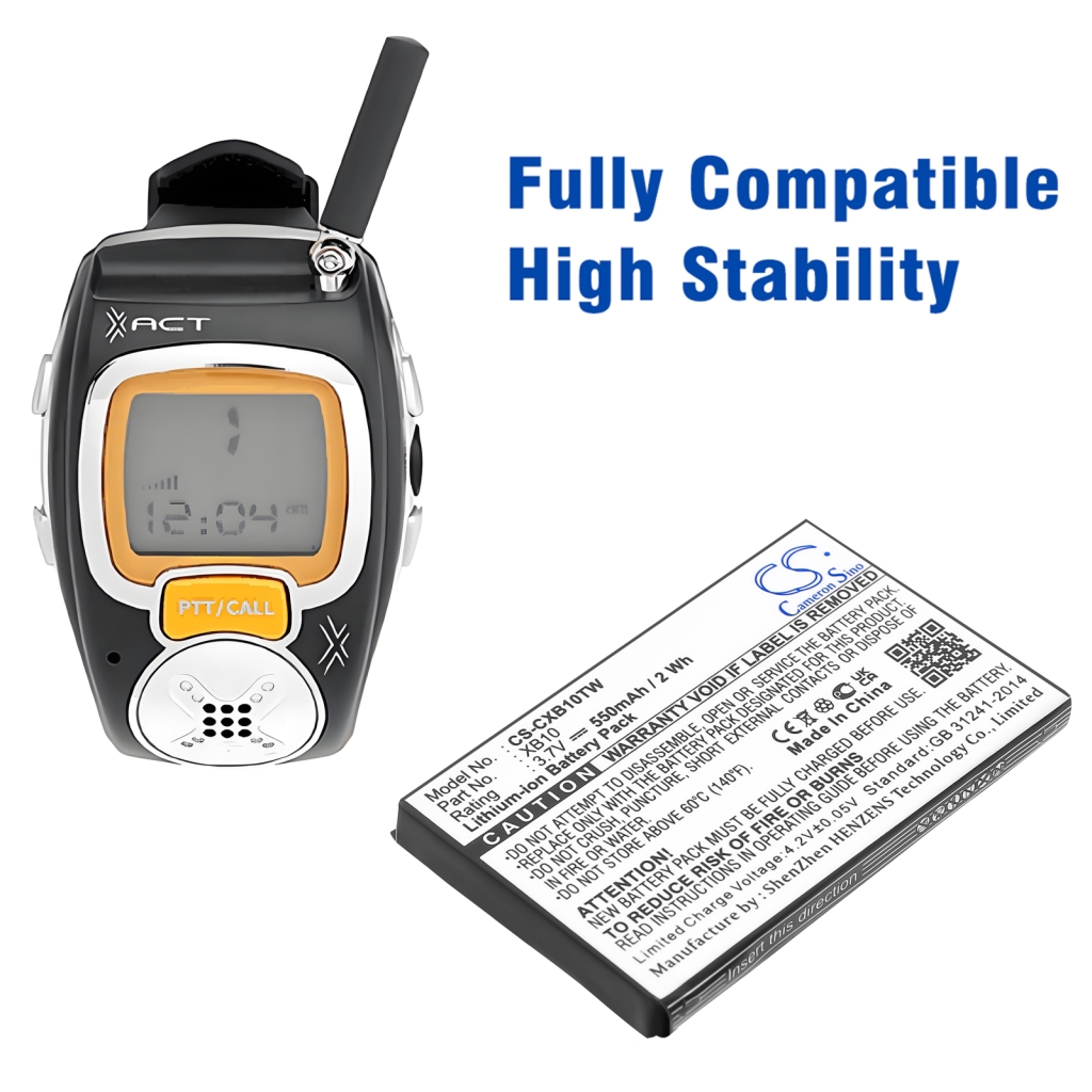 Batteries compatible avec Xact Communication Wristlinx x2x x2x-2 x33xif CS-CXB10TW