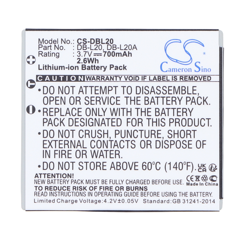 Batterie de l'appareil photo Sanyo CS-DBL20