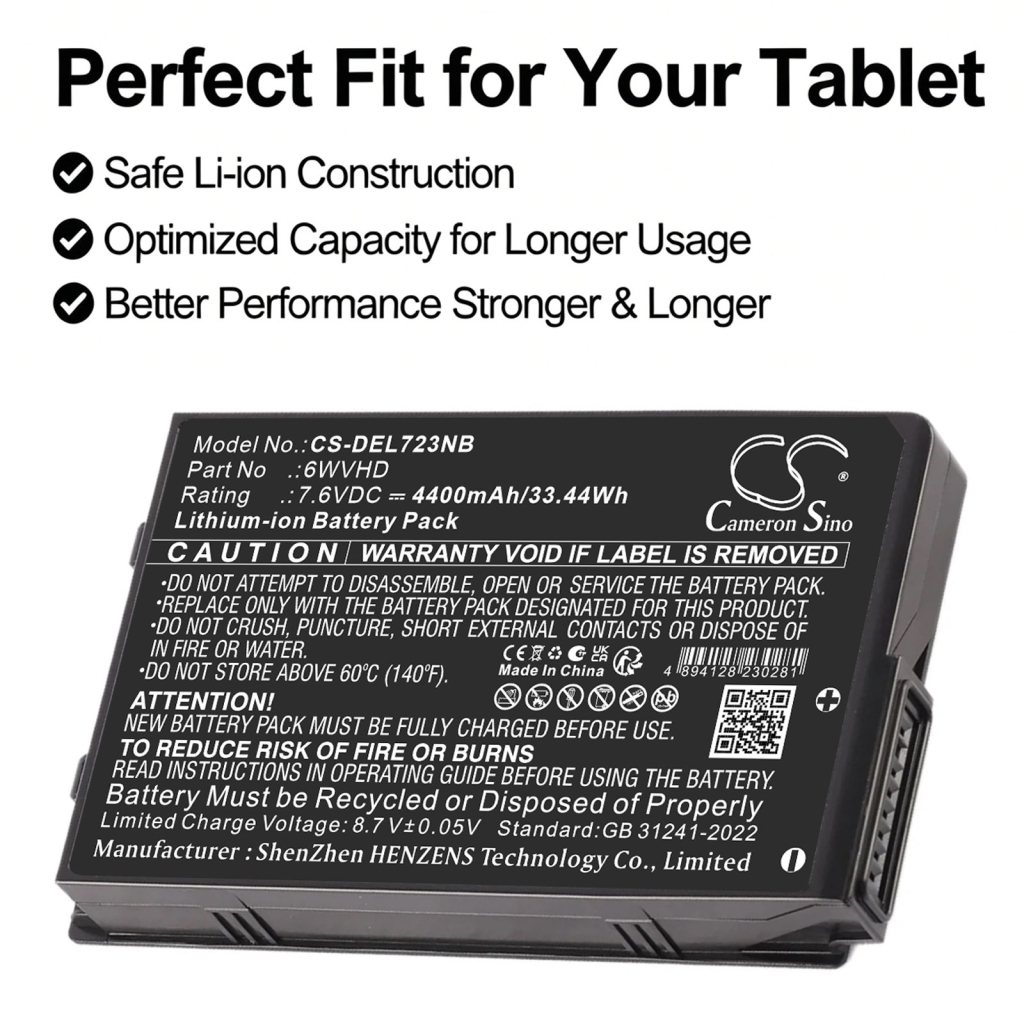 Batterie compatible avec DELL CS-DEL723NB