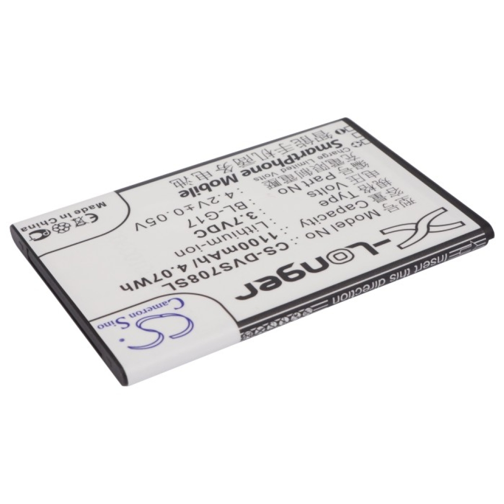 Cameron Sino X-Longer CS-DVS708SL vue de l’étiquette arrière: 3,7V 1100mAh Li-ion