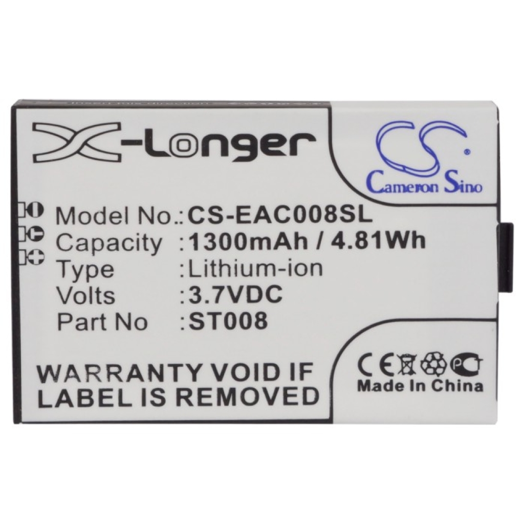 Cameron Sino X-Longer CS-EAC008SL vue à plat de l’étiquette avant: X-Longer, 1300mAh/4,81Wh, 3,7VDC, Part ST008
