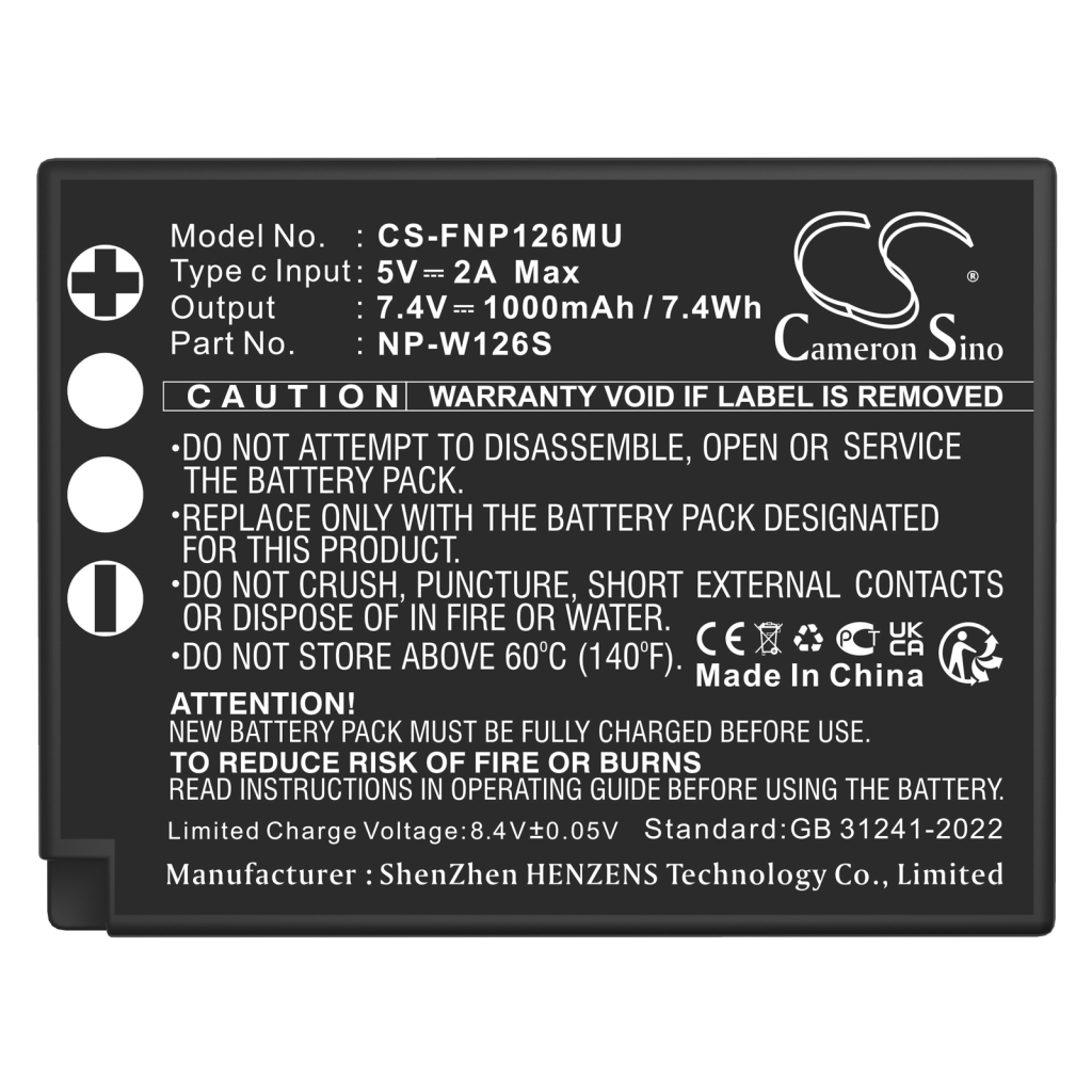 Batterie de l'appareil photo FUJIFILM CS-FNP126MU