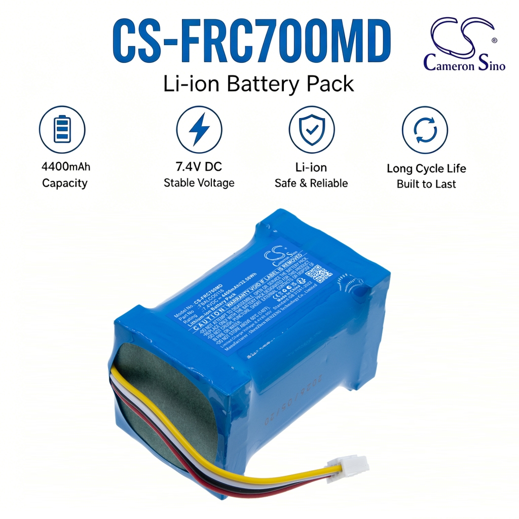 Pack batterie Li-ion Cameron Sino CS-FRC700MD 7,4V 4400mAh avec connecteur câblé pour appareil médical