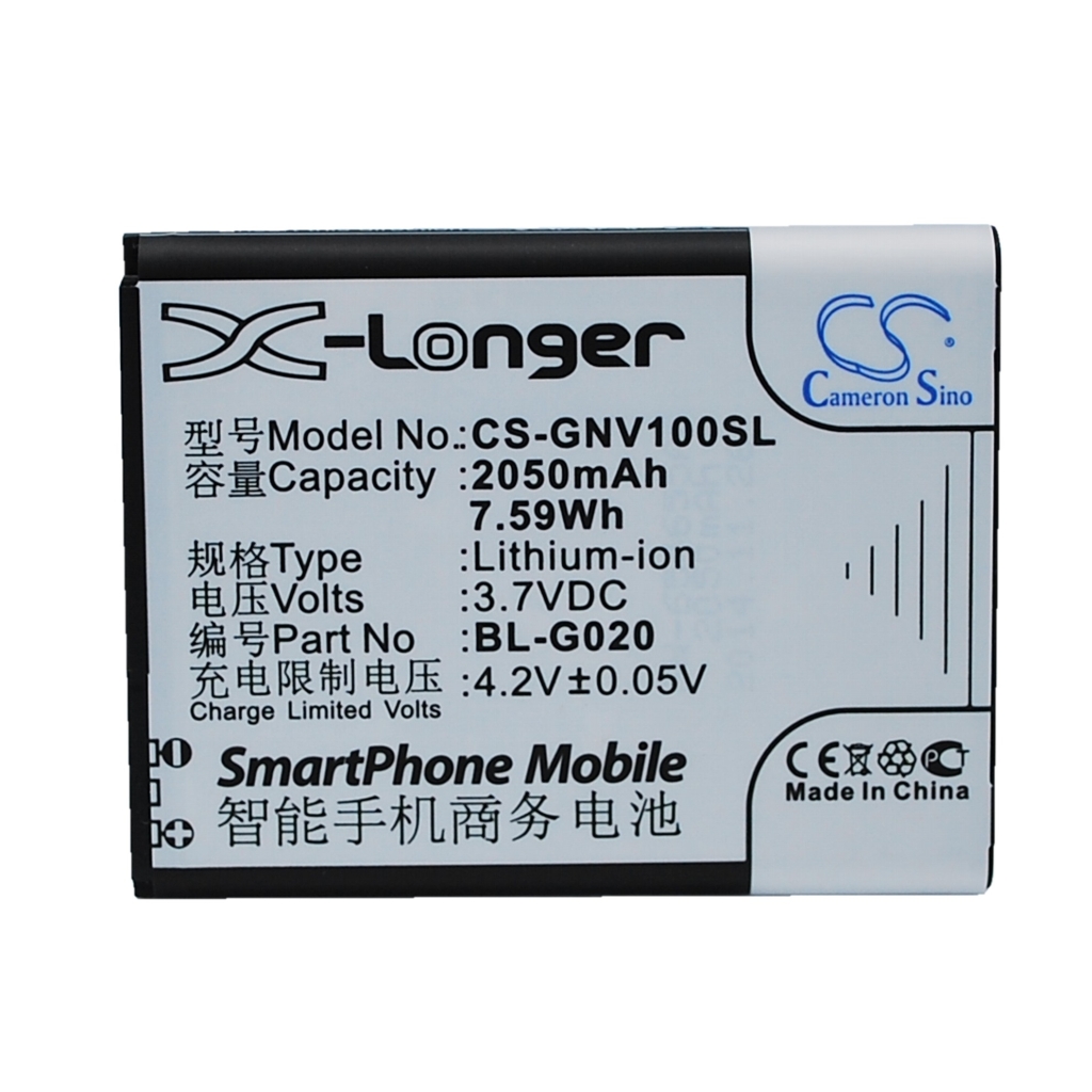 Cameron Sino X-Longer CS-GNV100SL vue avant plate de l’étiquette: 2050mAh 7,59Wh 3,7V Li-ion