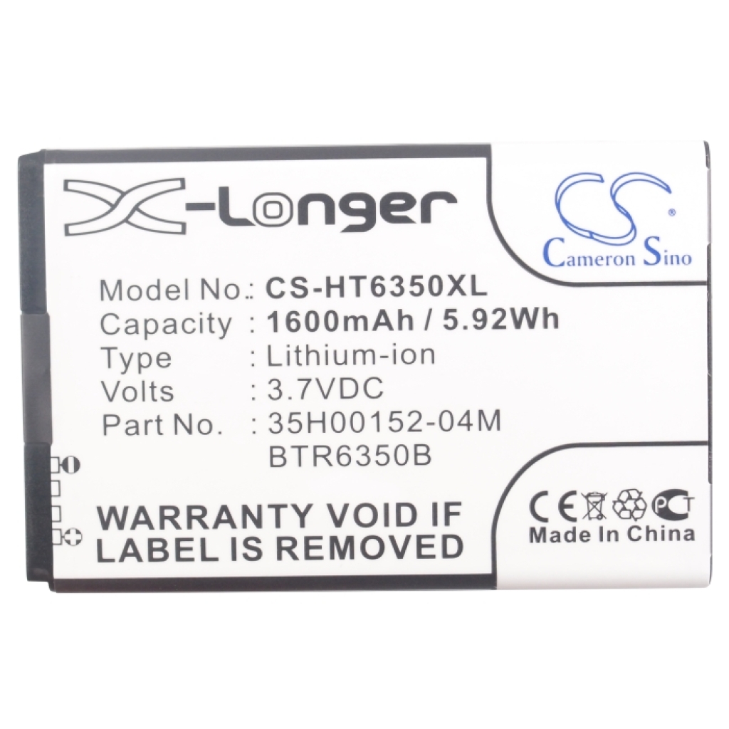 Cameron Sino CS-HT6350XL vue latérale avec contacts et logo: 3,7V 1600mAh