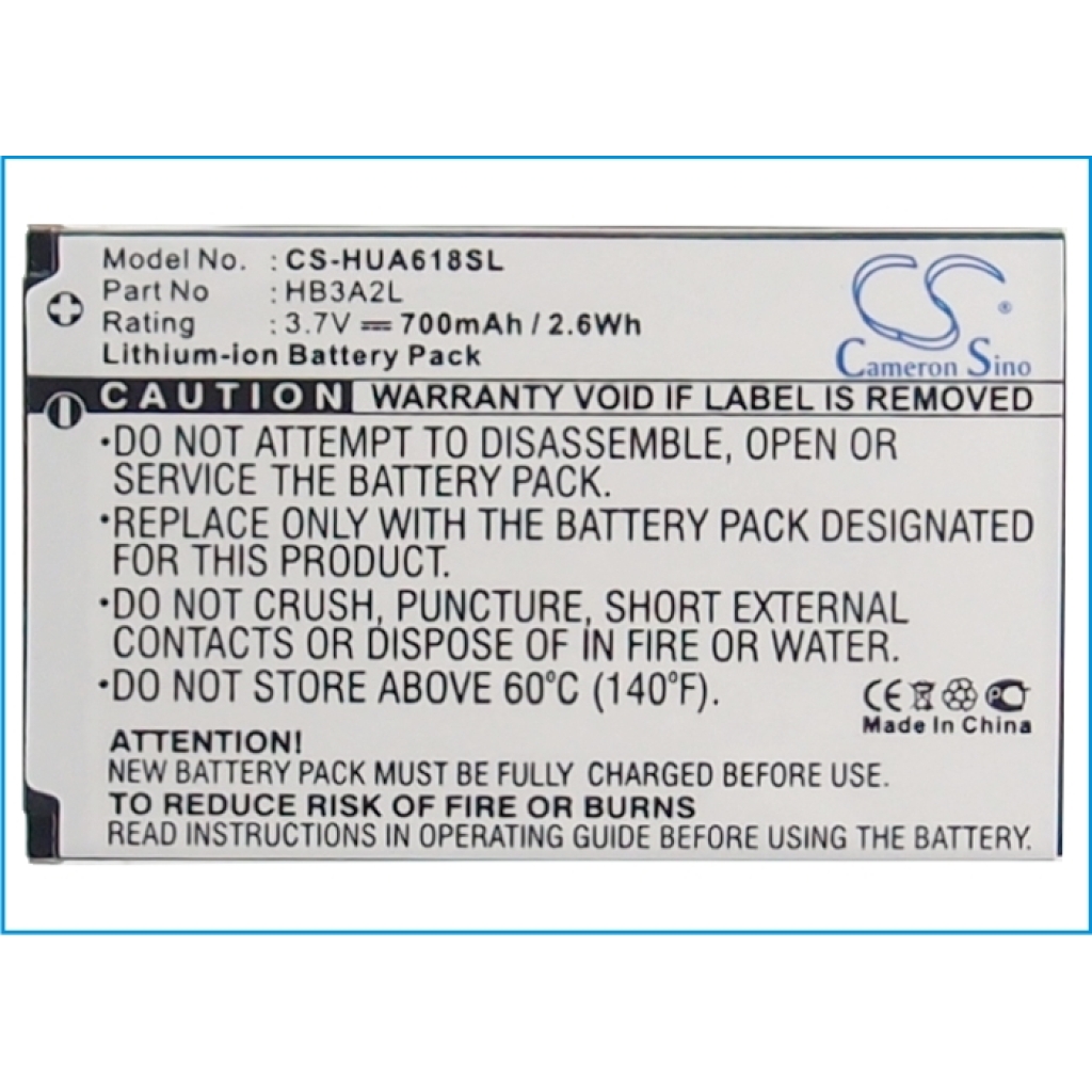 Batterie de téléphone portable Huawei CS-HUA618SL