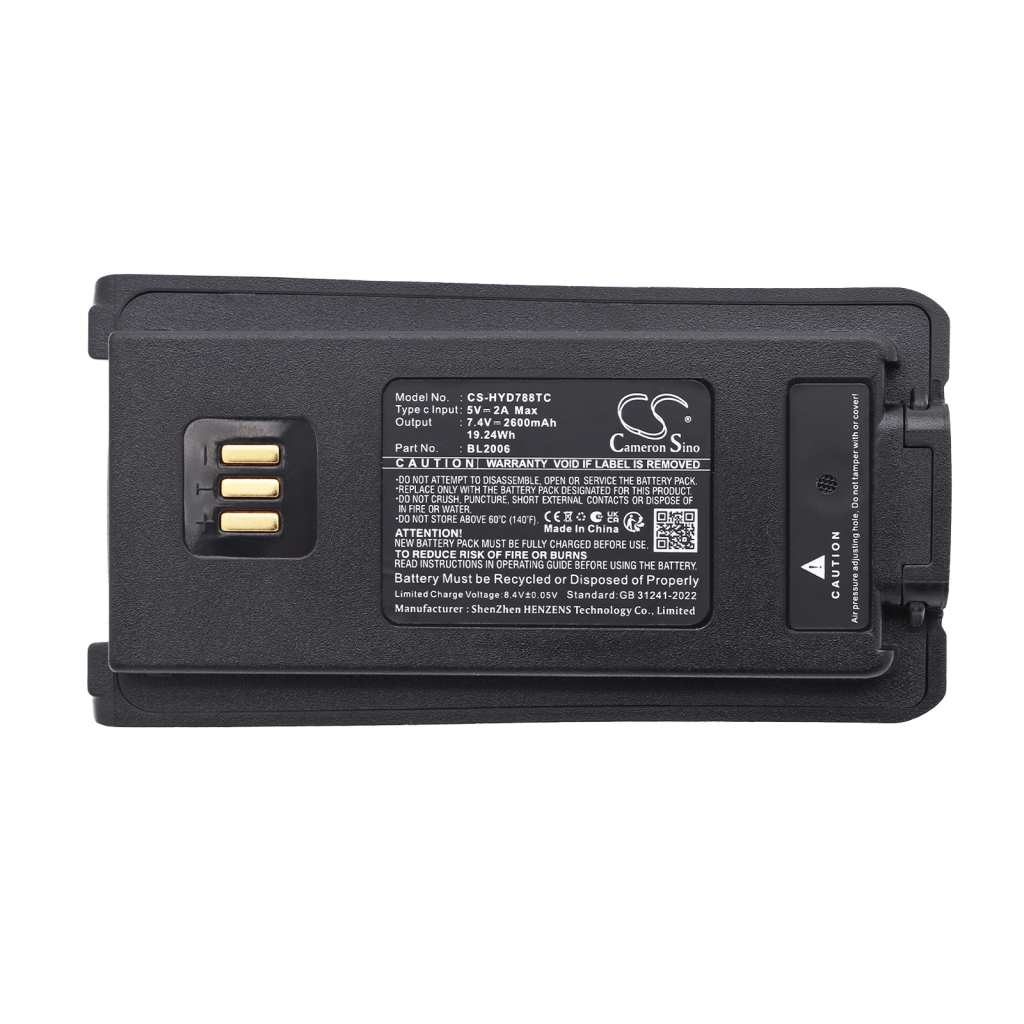 Batterie compatible avec HYT Harris Hytera CS-HYD788TC