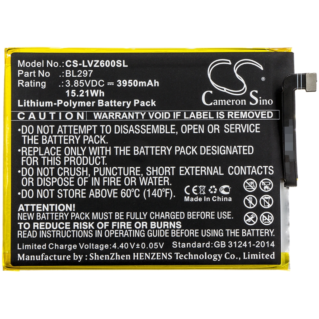 Batterie de téléphone portable Lenovo CS-LVZ600SL