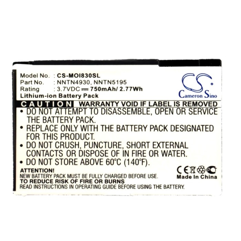 Batterie compatible avec Motorola CS-MOI830SL