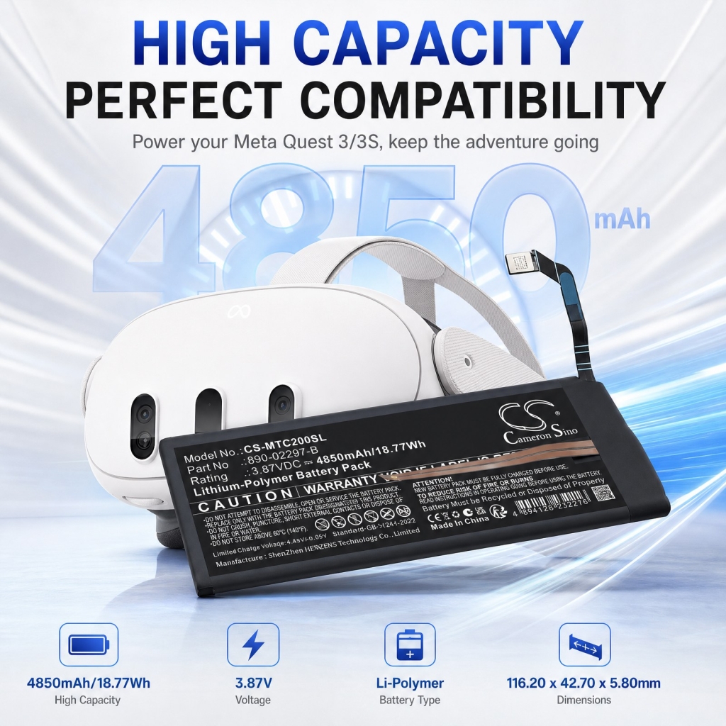 Batteries compatible avec Meta Quest 2 3 3 Premium CS-MTC200SL