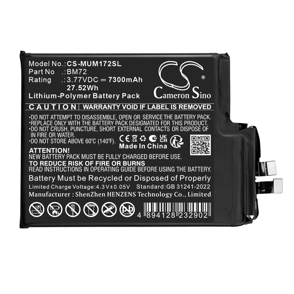 Batteries compatible avec Xiaomi 2509FPN0BC 2509FPN0BC CS-MUM172SL