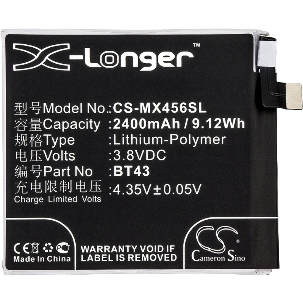 Compatible battery replacement for MeiZu BT43