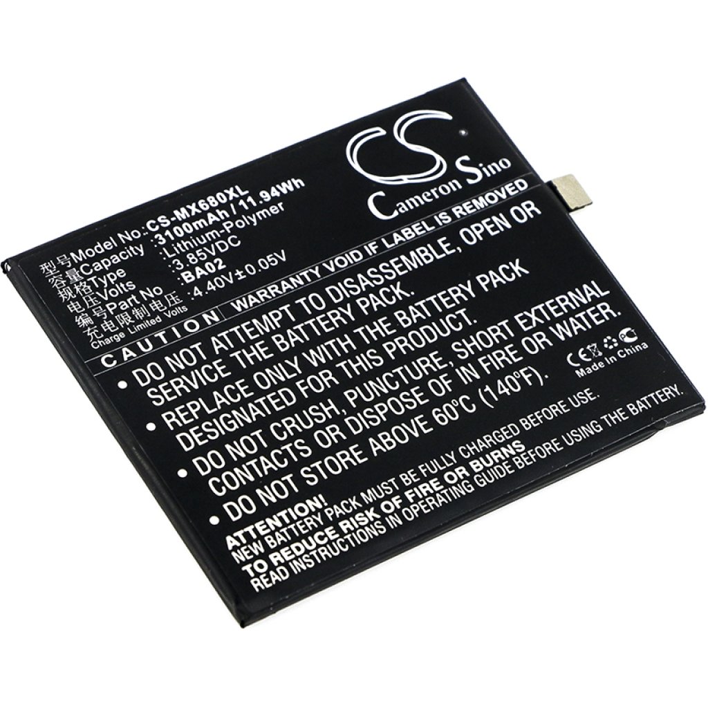 Compatible battery replacement for MeiZu BA02