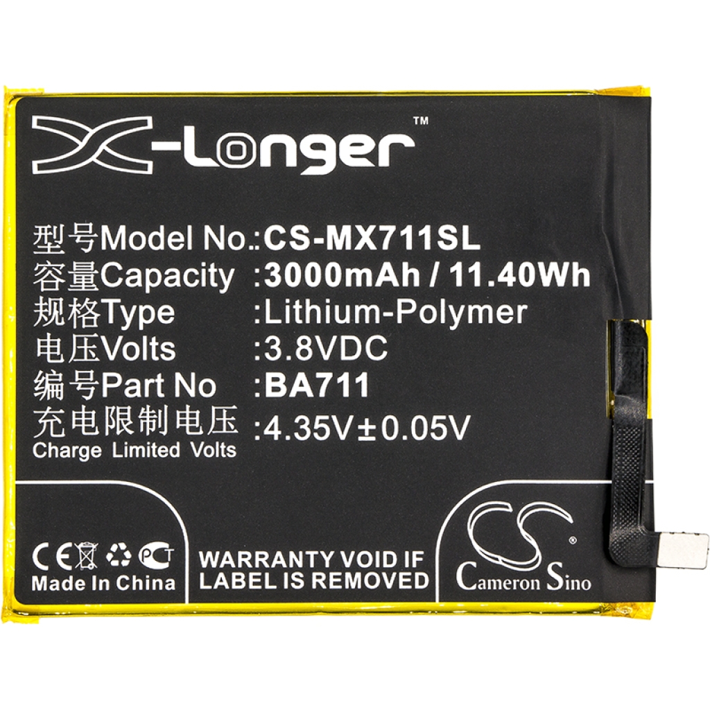 Compatible battery replacement for MeiZu BA711