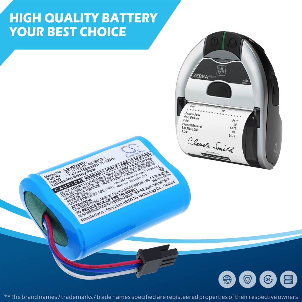 Battery for Zebra MZ420L