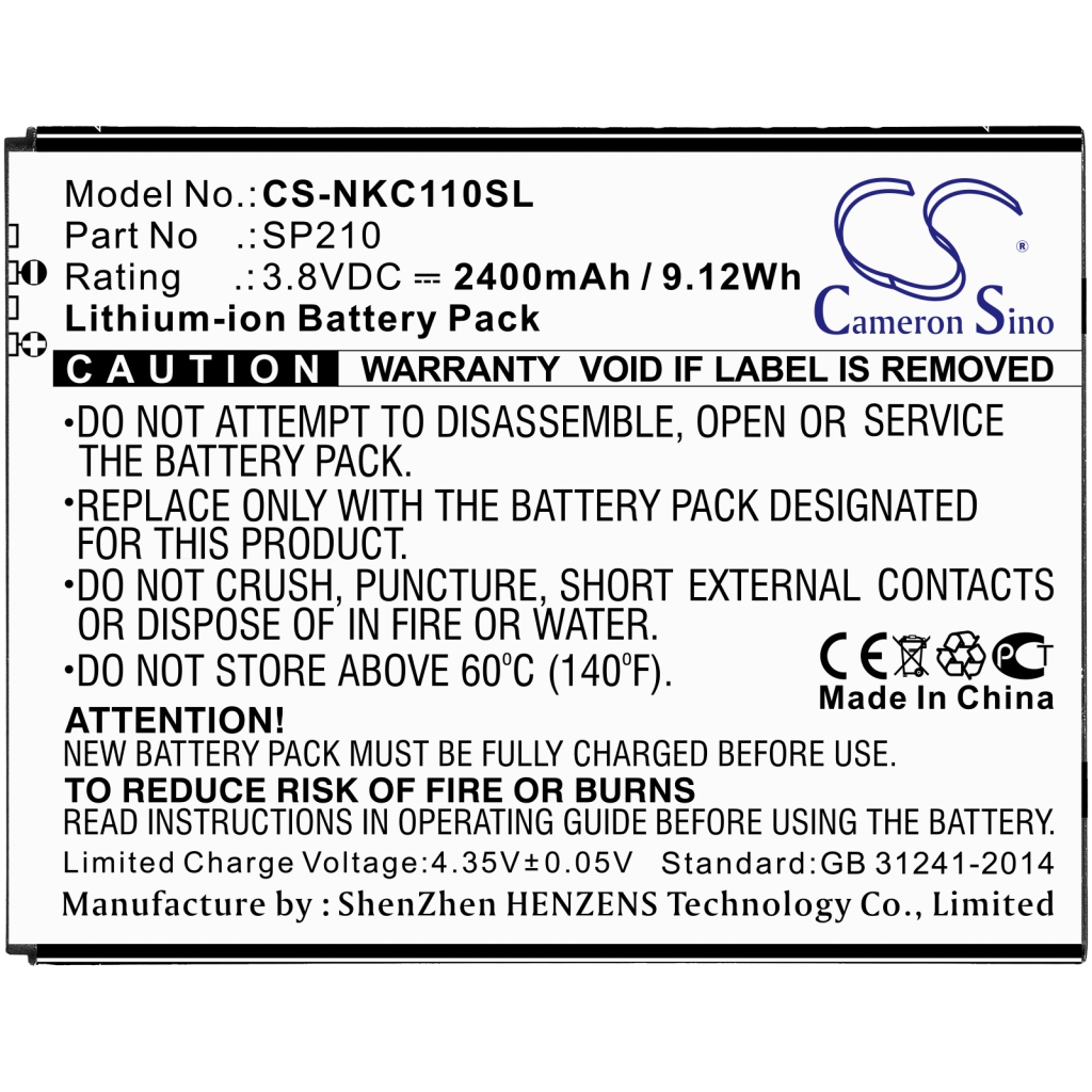 Remplacement de batterie compatible pour Nokia SP210