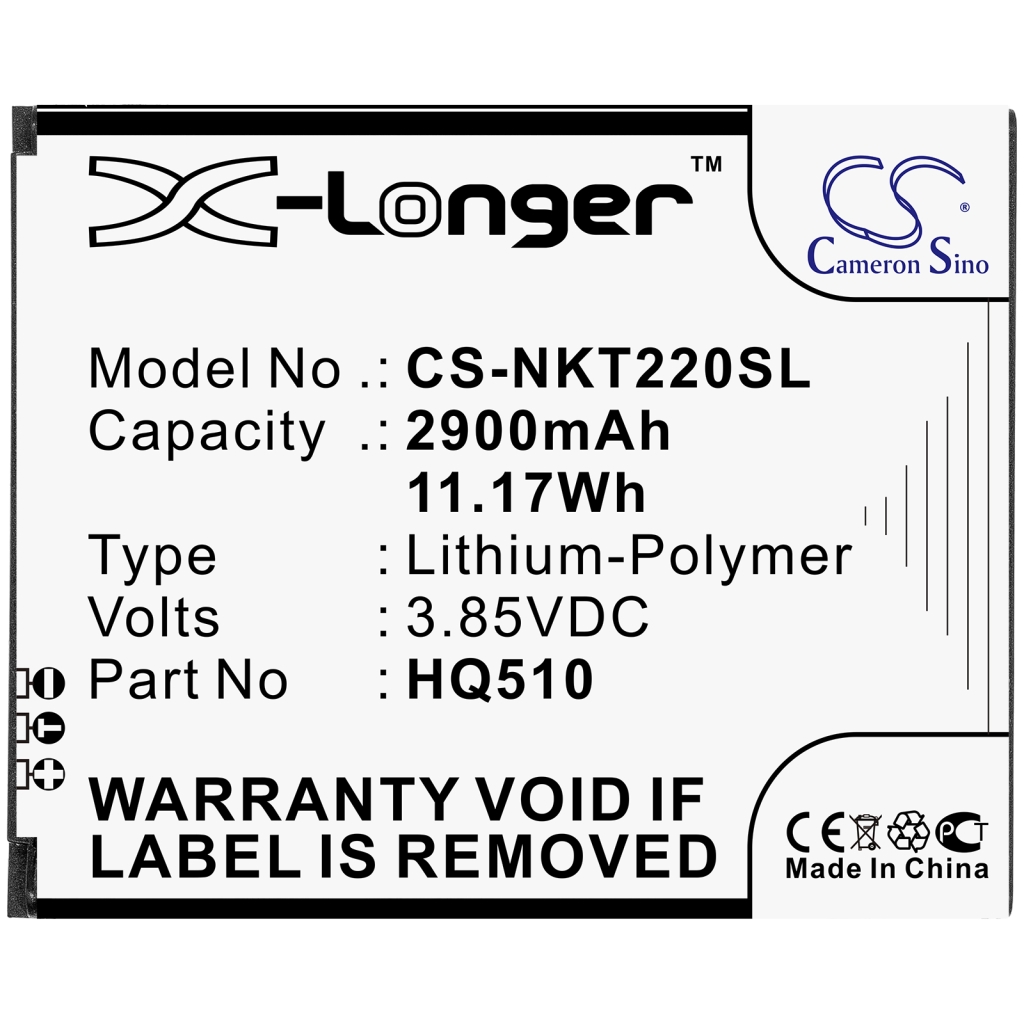 Remplacement de batterie compatible pour Nokia HQ510