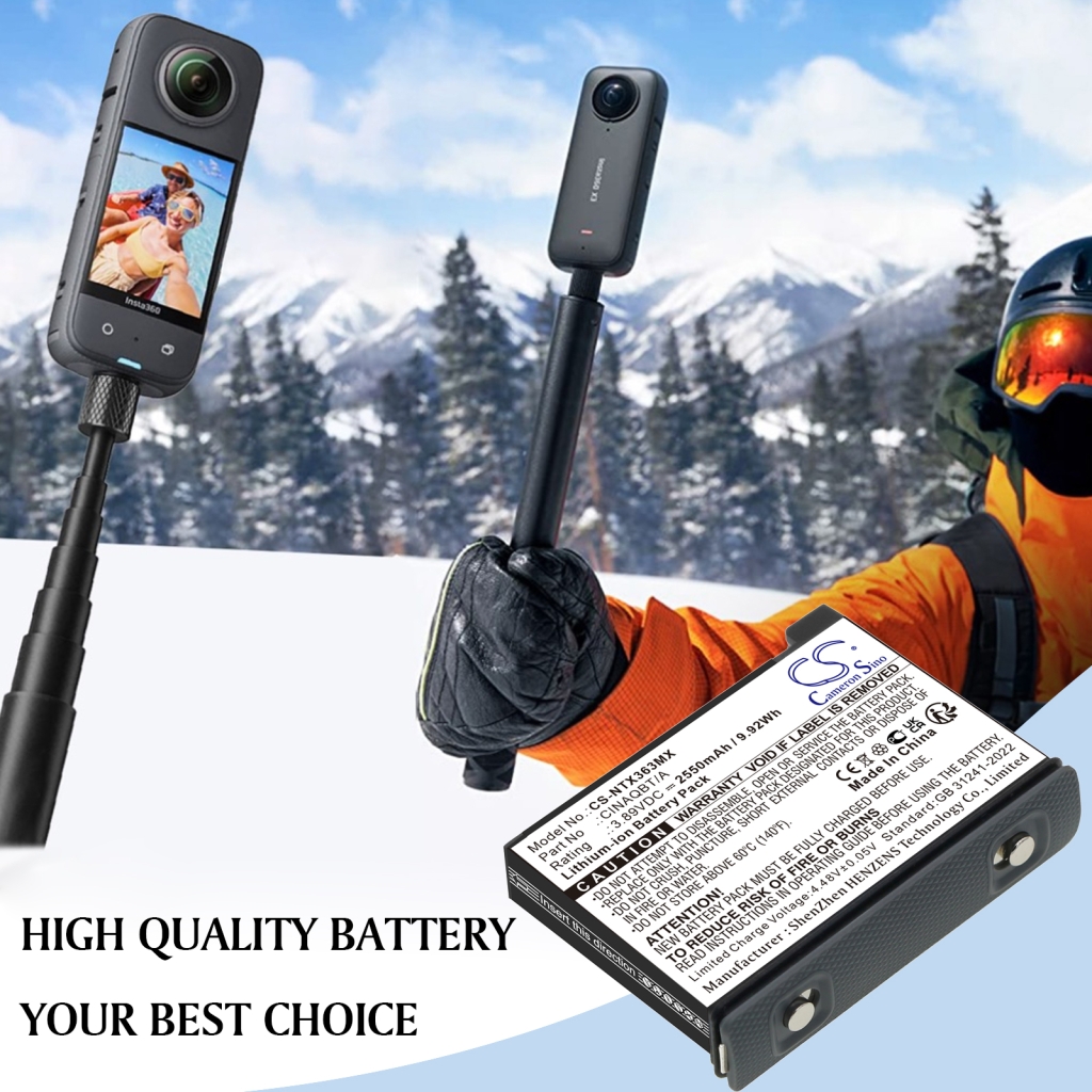 Compatible battery replacement for Insta360 CINAQBT/A