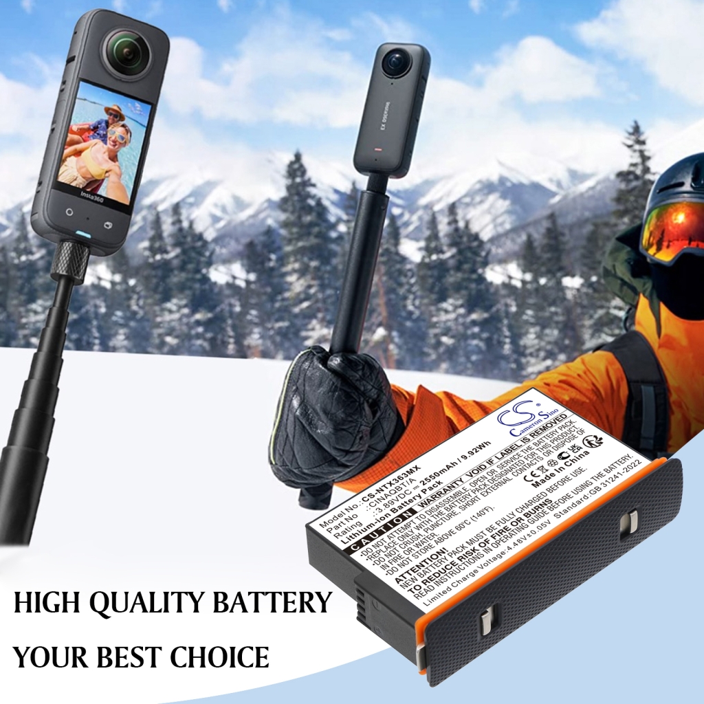 Remplacement de batterie compatible pour Insta360 CINAQBT/A