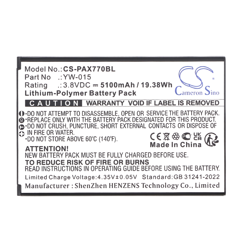 Terminal de paiement Batterie Pax CS-PAX770BL