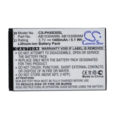 Remplacement de batterie compatible pour Philips AB1530AWM,AB1530BWM