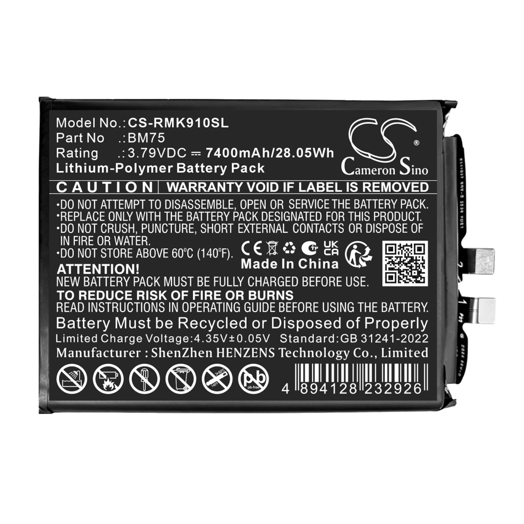 Batteries compatible avec Redmi K90 Pro Max CS-RMK910SL