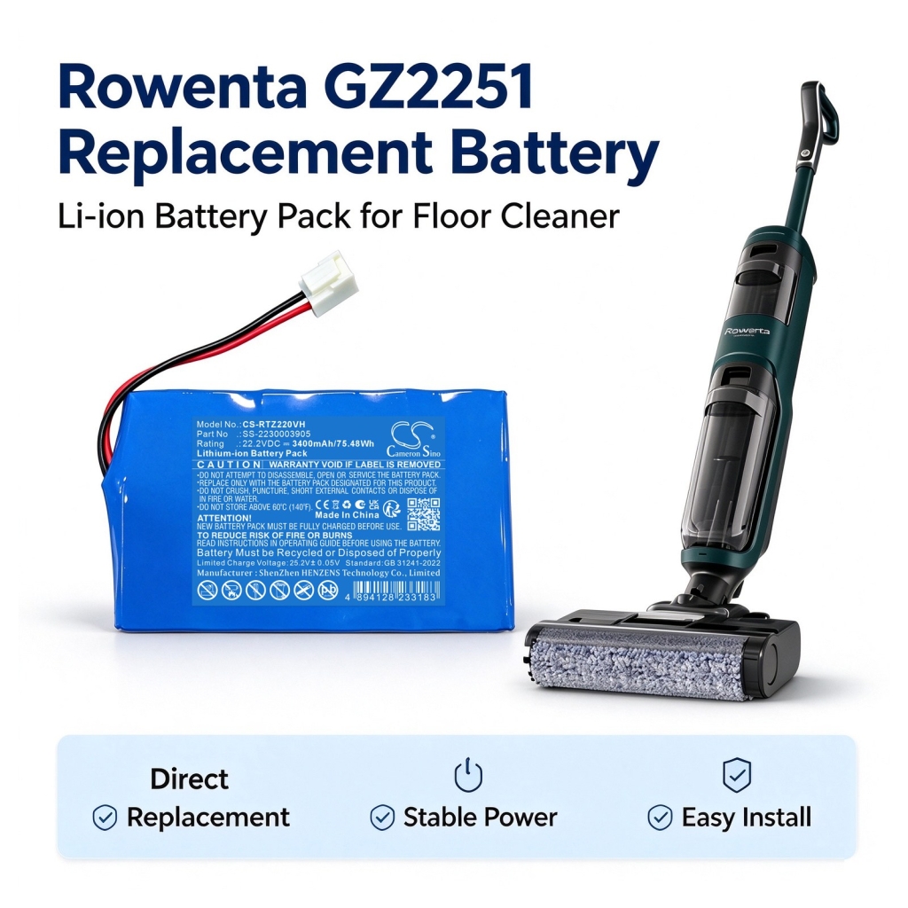 Batteries compatible avec Rowenta GF22 series CS-RTZ220VH