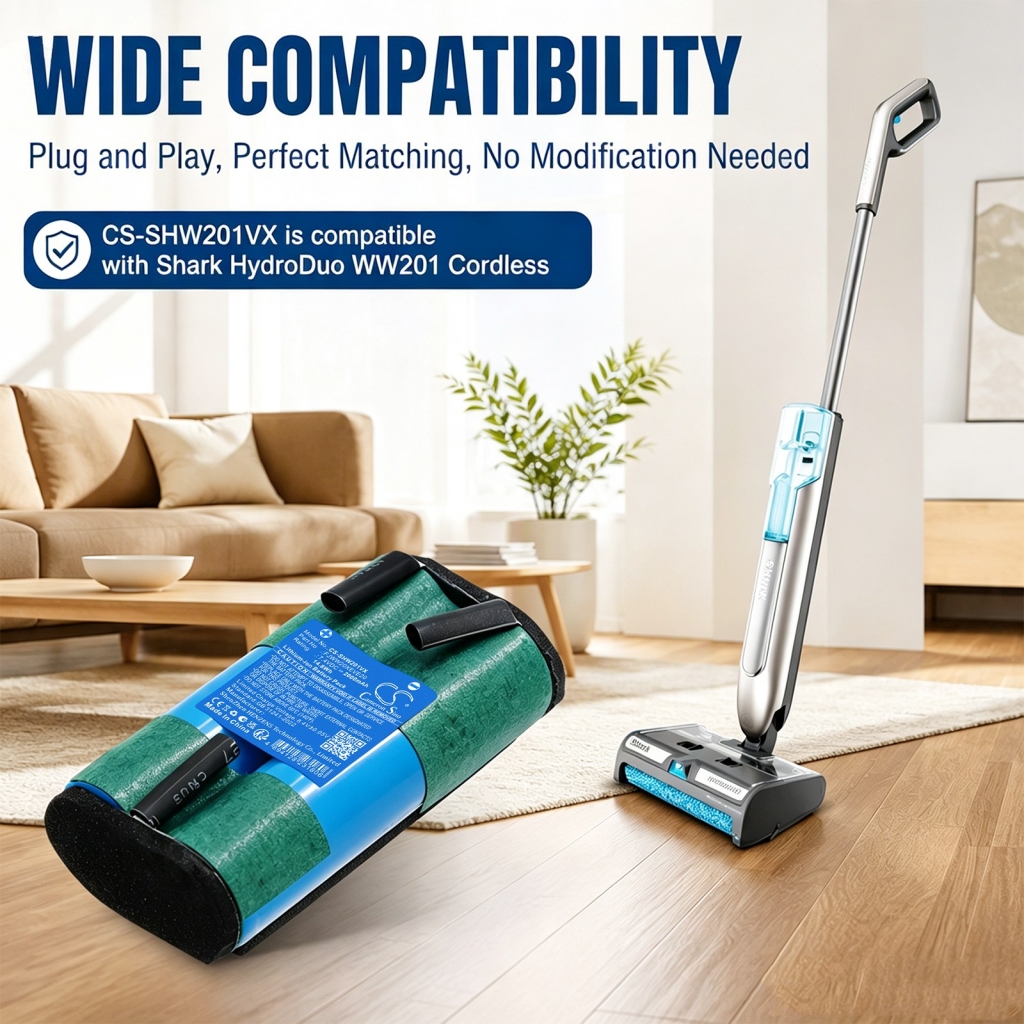 Batteries compatible avec Shark HydroDuo WW201 Cordless Wet & Dry Cleane CS-SHW201VX