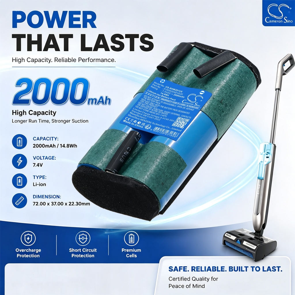 Batteries compatible avec Shark HydroDuo WW201 Cordless Wet & Dry Cleane CS-SHW201VX