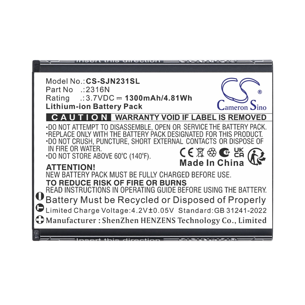 Batteries compatible avec SPC Jasper 2 4G 2316N 2327N CS-SJN231SL