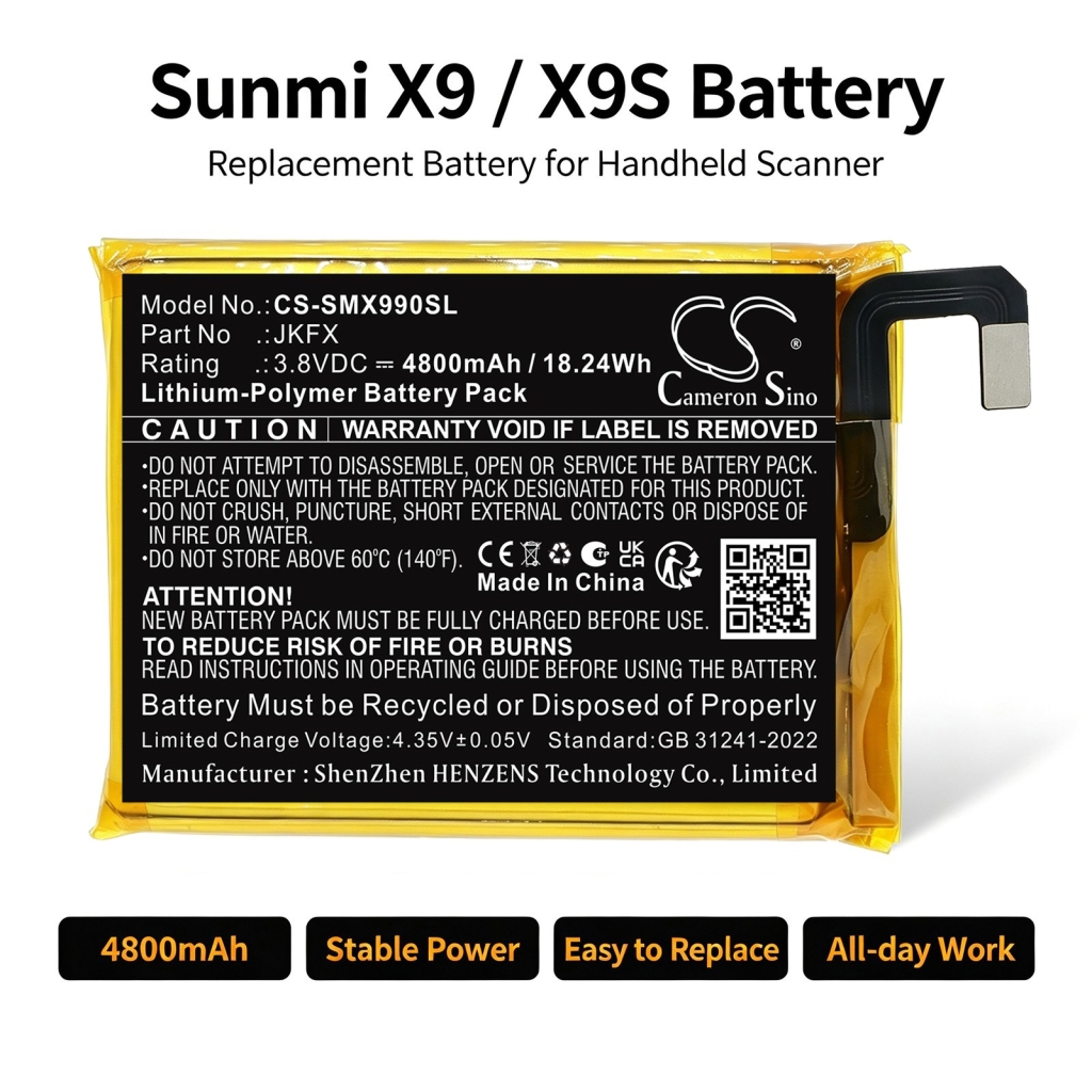 Batteries compatible avec Sunmi X9 X9 CS-SMX990SL