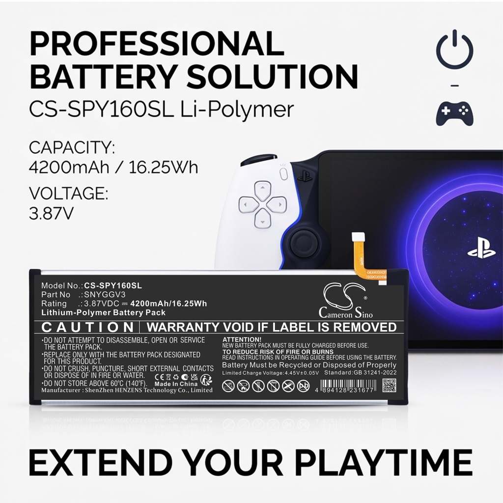 Batteries compatible avec Sony CFI-Y1016 CFI-Y1016 CS-SPY160SL