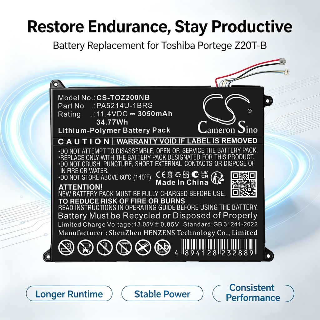 Batteries compatible avec Toshiba Portege WT20-B WT20-B-106 Z20T-B CS-TOZ200NB