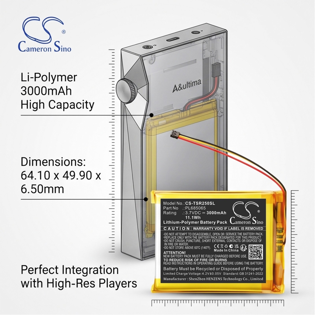 Batterie compatible avec Astell&kern CS-TSR250SL