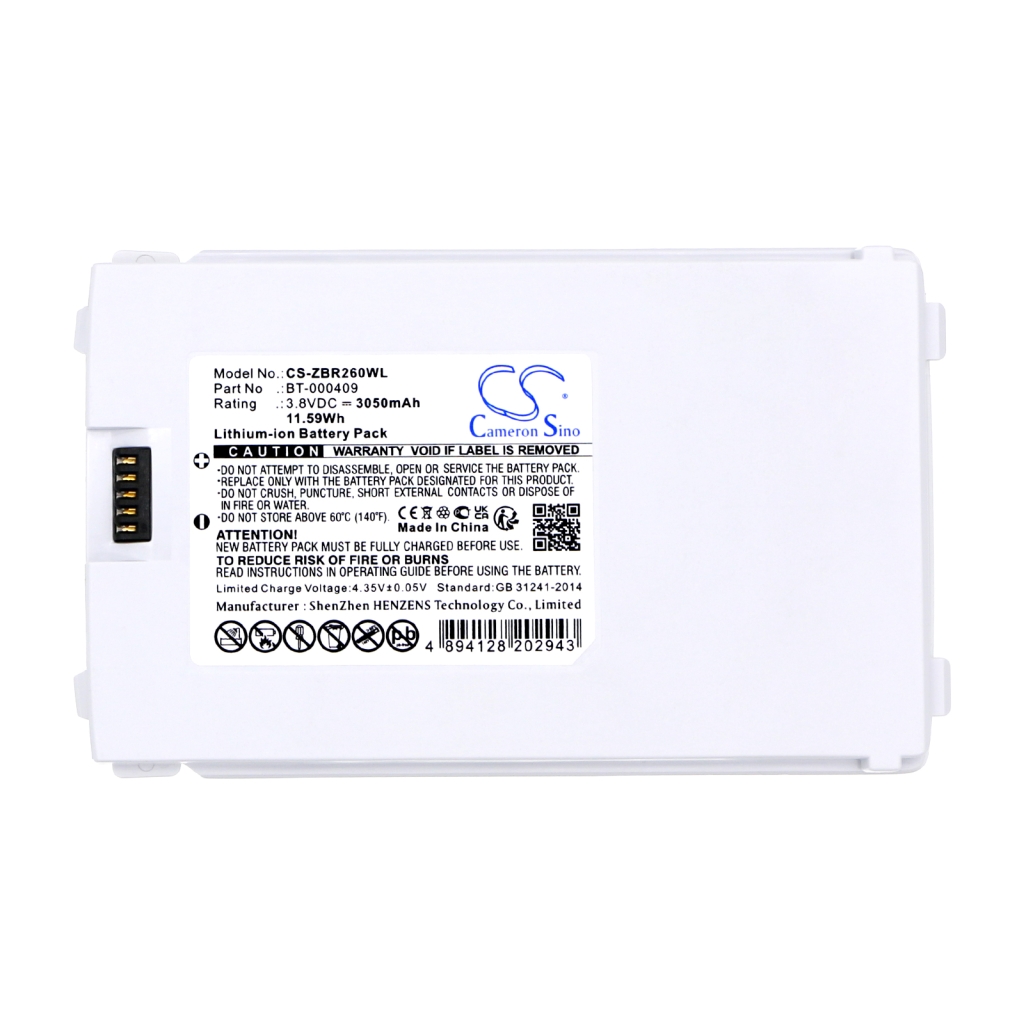 Code à barres, Scanner Batterie du scanner Zebra CS-ZBR260WL