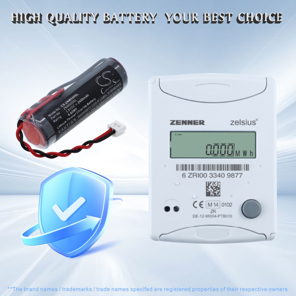 Battery compatible with Zenner CS-ZNM500SL
