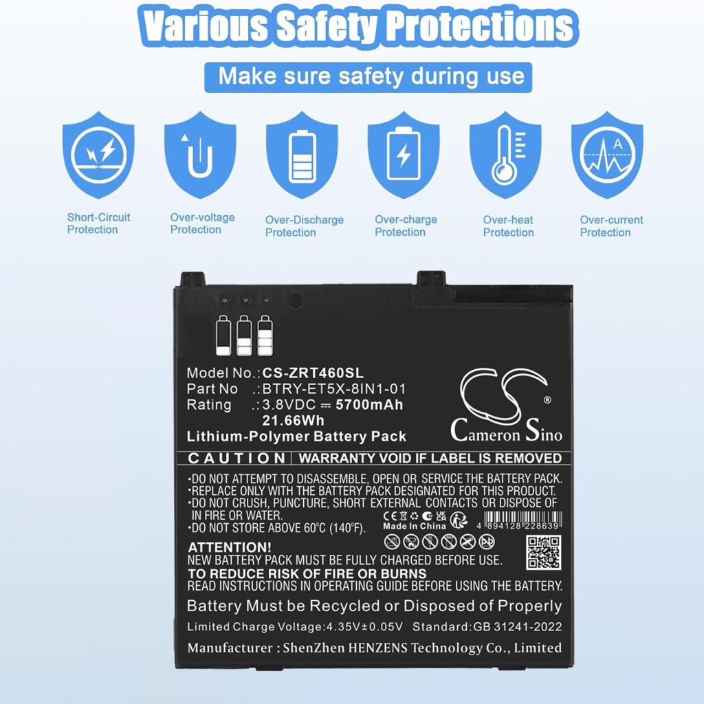 Batterie compatible avec Zebra CS-ZRT460SL