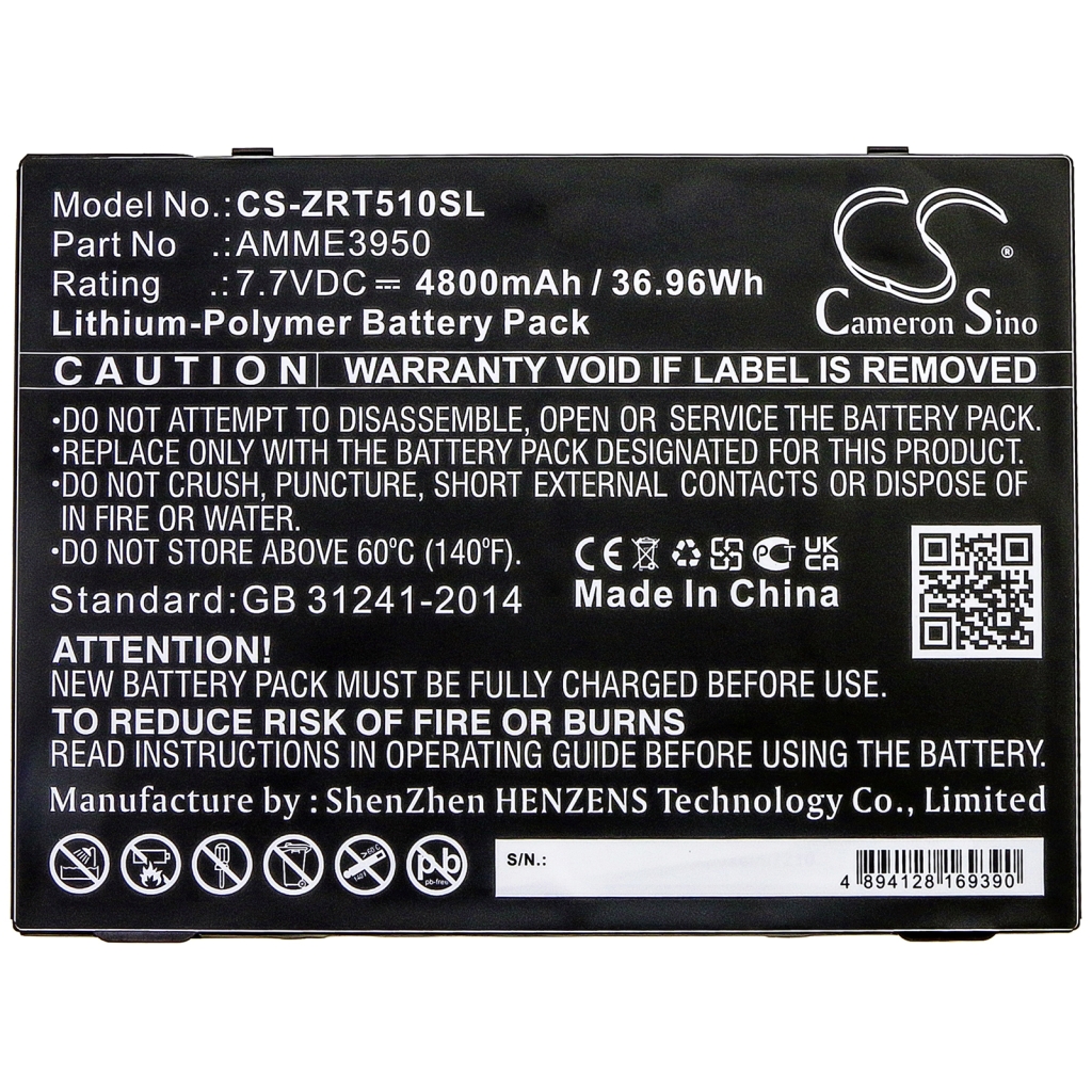 Tablette Batterie Zebra CS-ZRT510SL