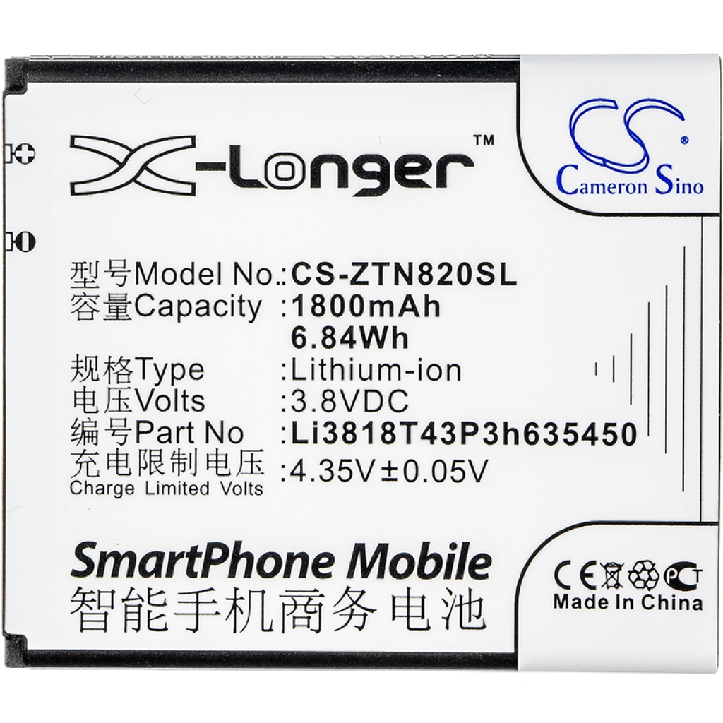 Batterie de téléphone portable ZTE CS-ZTN820SL